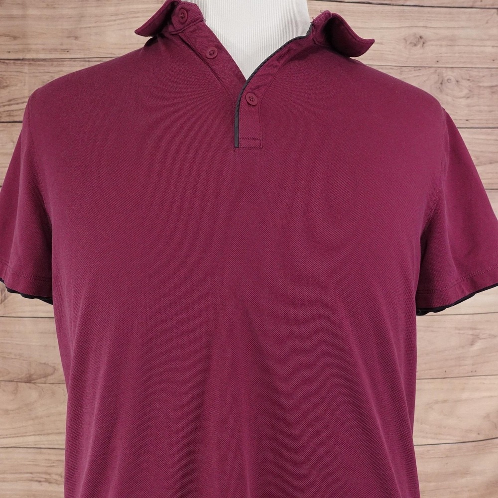 AWEARNESS Kenneth Cole Polo Shirt Mens M‎ Red Cotton Blend Slim Fit